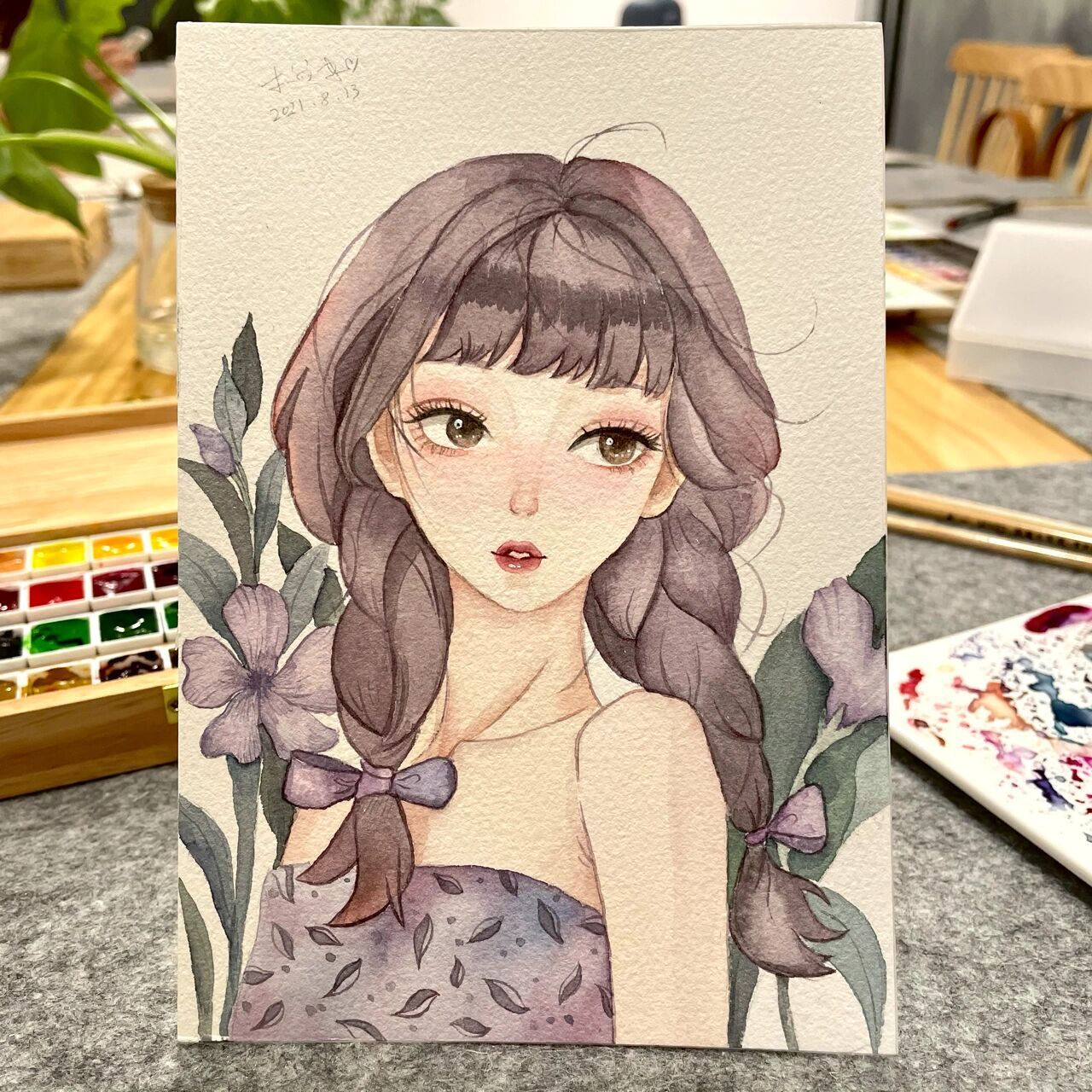 动漫人物 水彩动漫人物 今天是90girl 临摹自