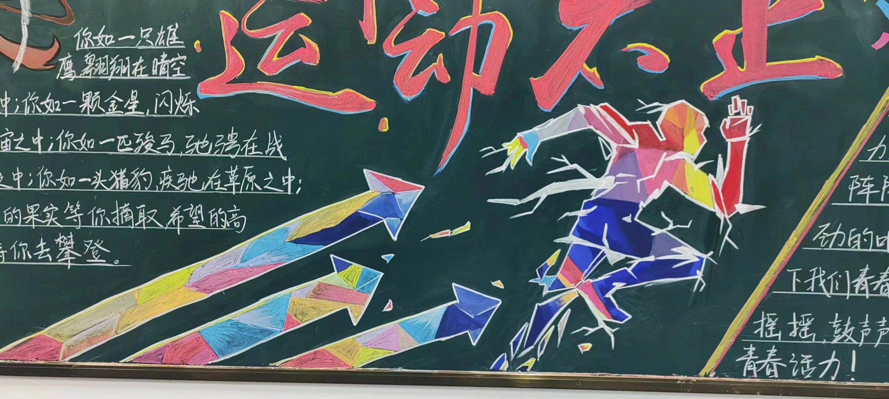 关于运动黑板报 是运动会的时候画的 画了很久,差点厥过去 不过好在
