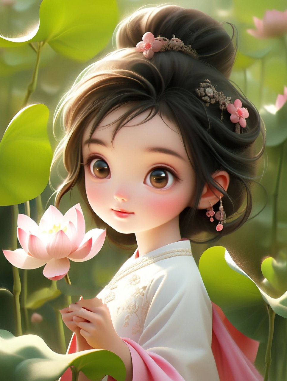 佛系女孩头像|汉服古风少女|荷花绝美壁纸 夏日炎炎,好运连连