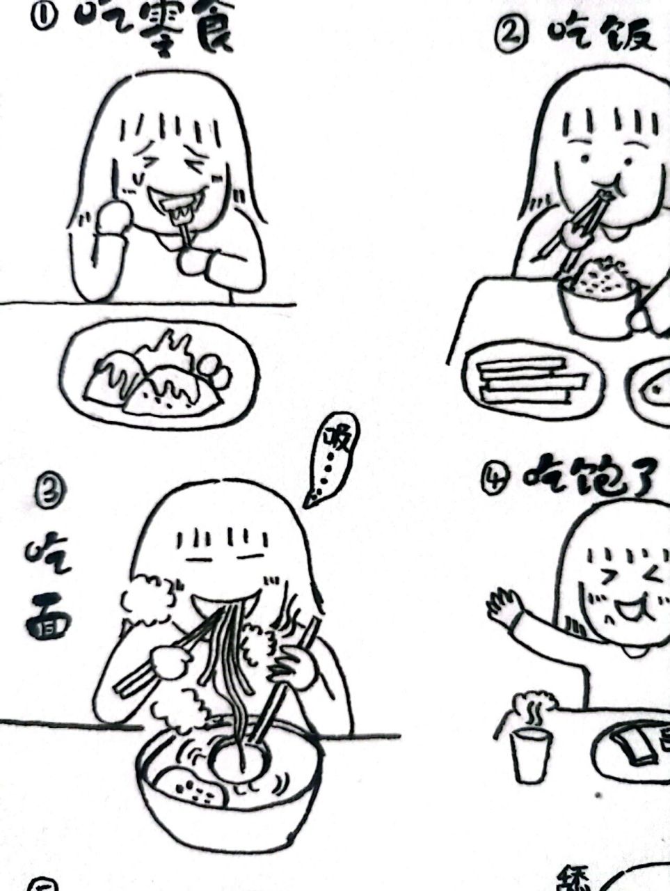 简笔画素材    |  小人物饮食篇 今日份的手帐人物简笔画上线啦