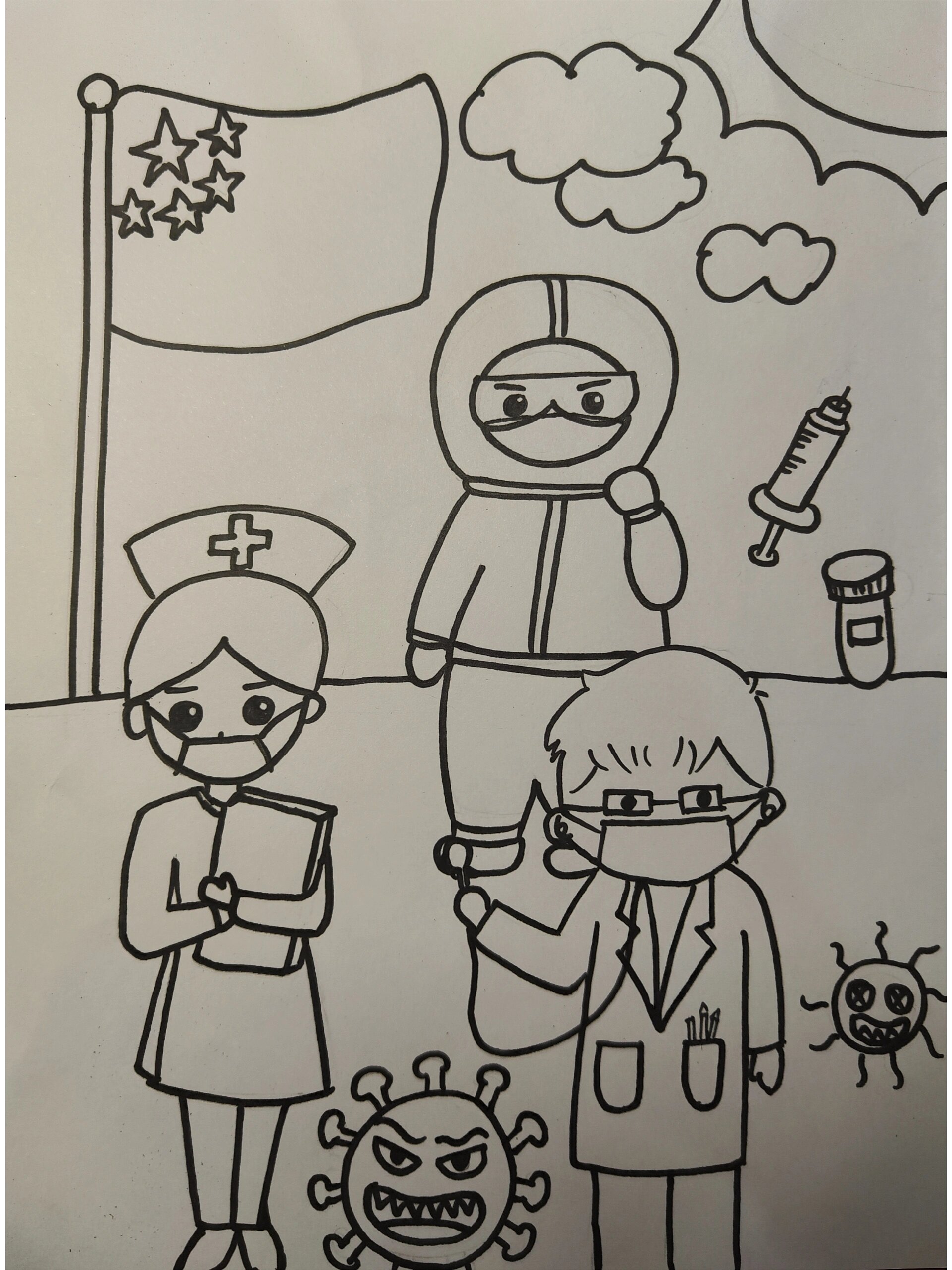 医生护士疫情儿童画