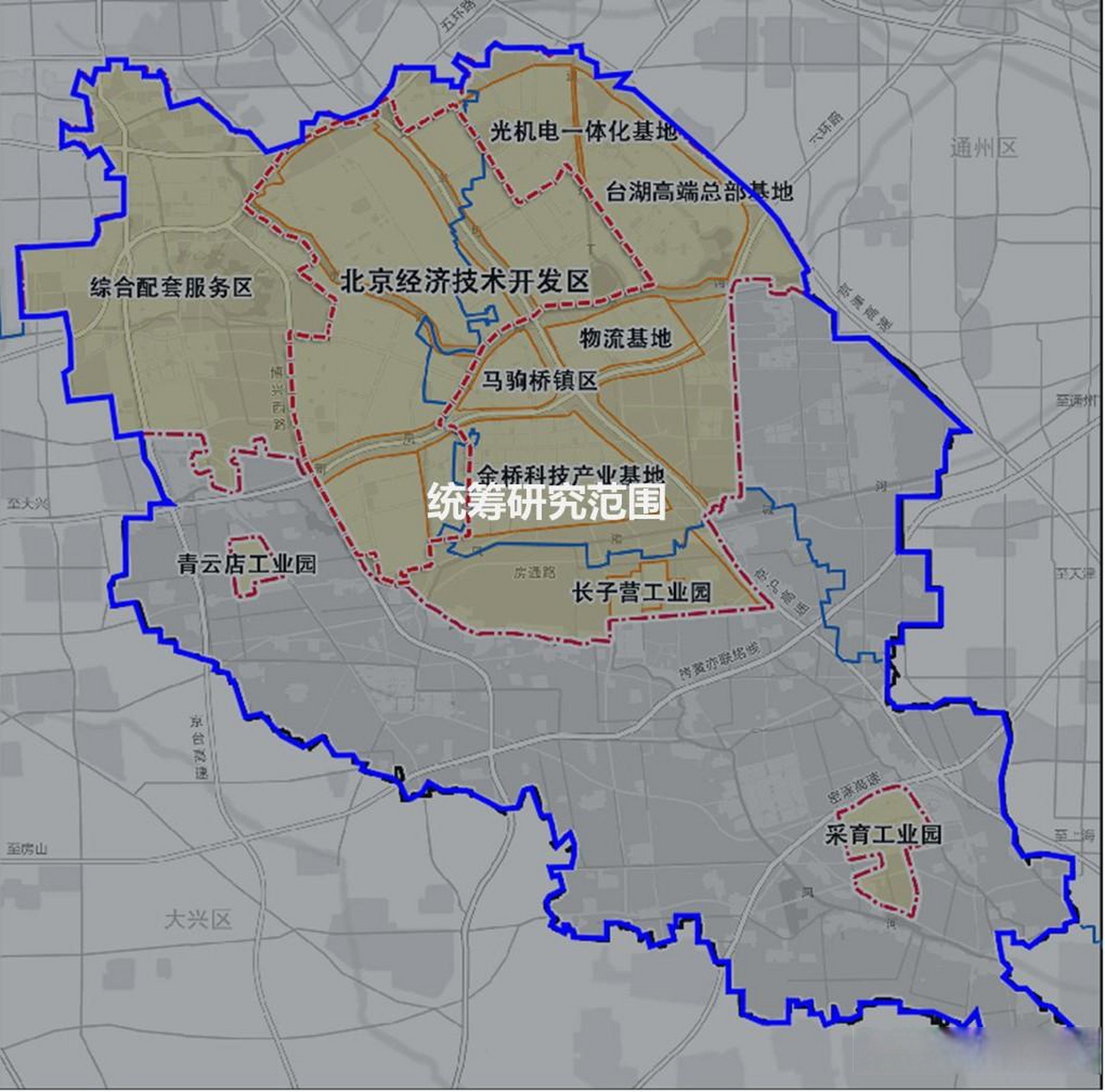 在2019年的规划中,整个北京亦庄新城对更大的范围进行统筹研究,研究