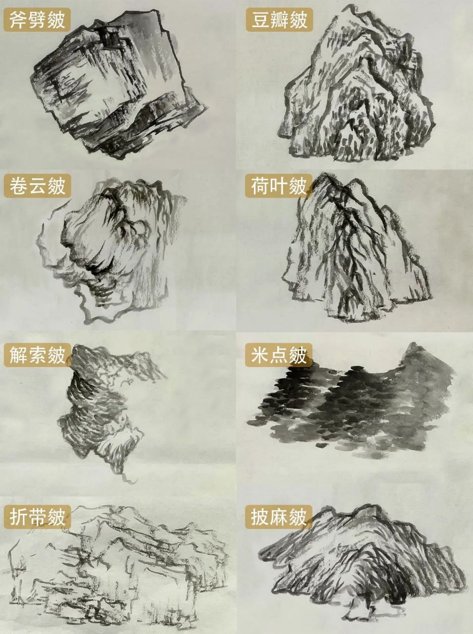 97保姆级干货 | 国画山水皴法讲解 08 画山石重在结构与皴法,古人