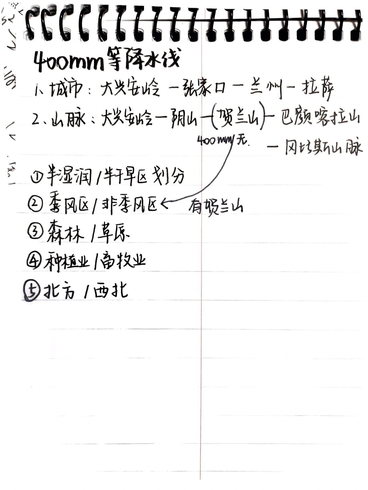 每日一份地理小知识 ——400mm等降水线 400mm等降水线的地理意义