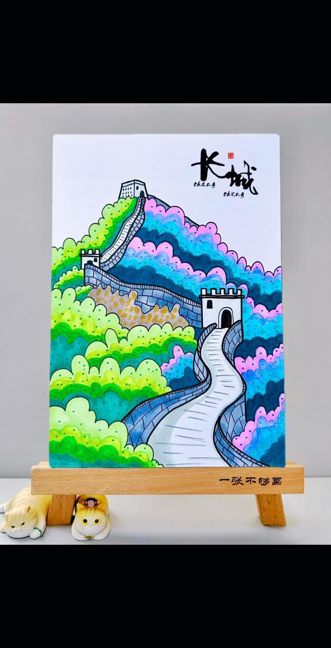 马克笔涂色,同类色从深到浅,从下往上,就能涂出草丛渐变的感觉