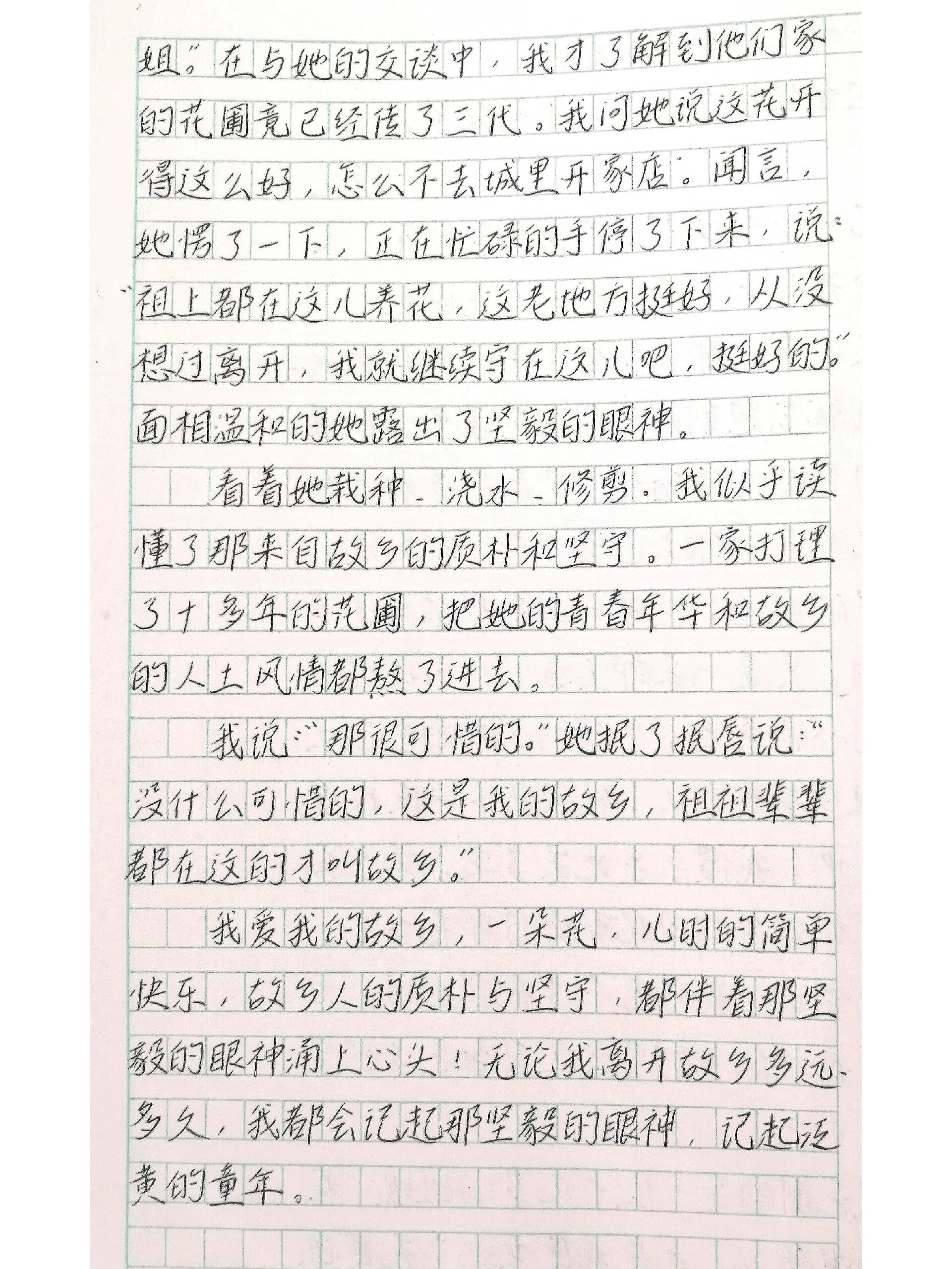 乡情作文600字初中手写图片