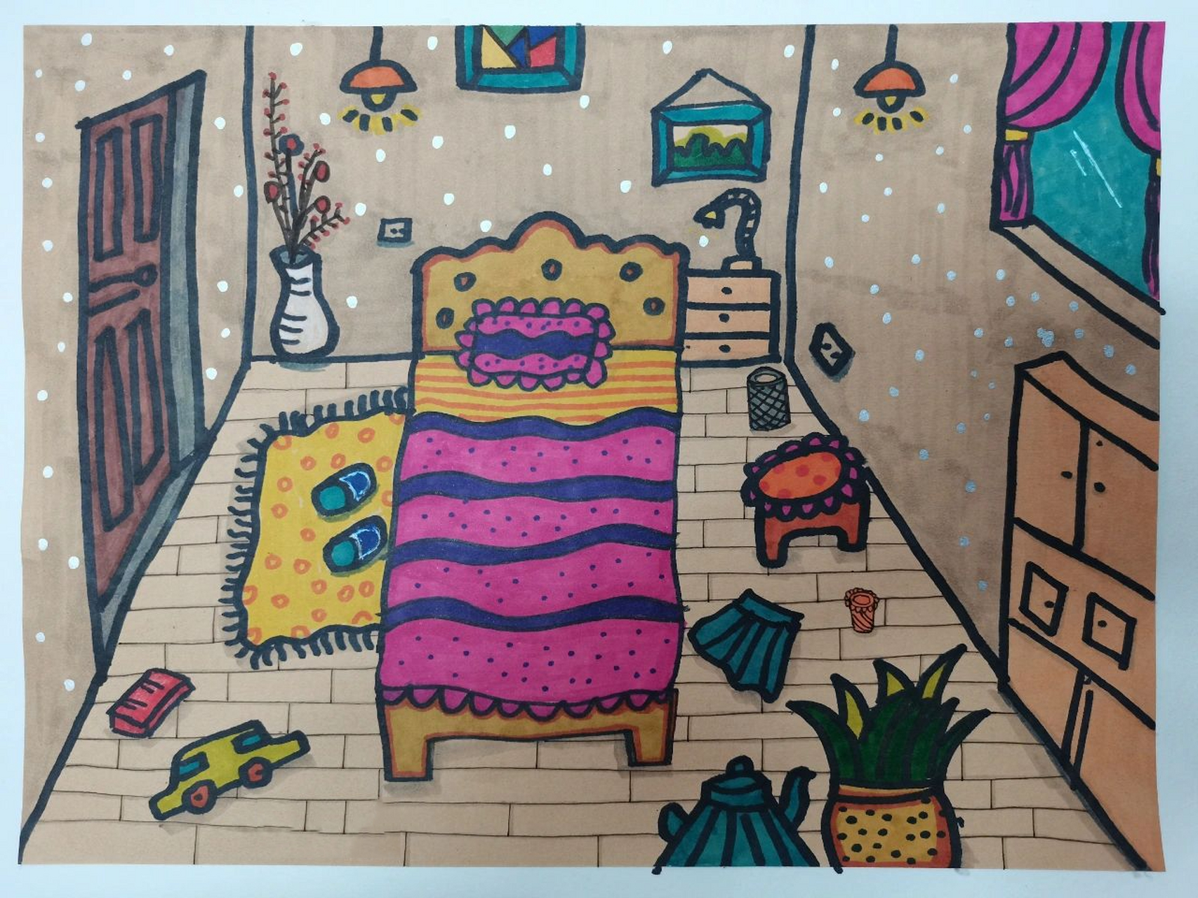 我的家 (7-9岁创意儿童画) 课题《我的家》 教学目的 1根据主题进行