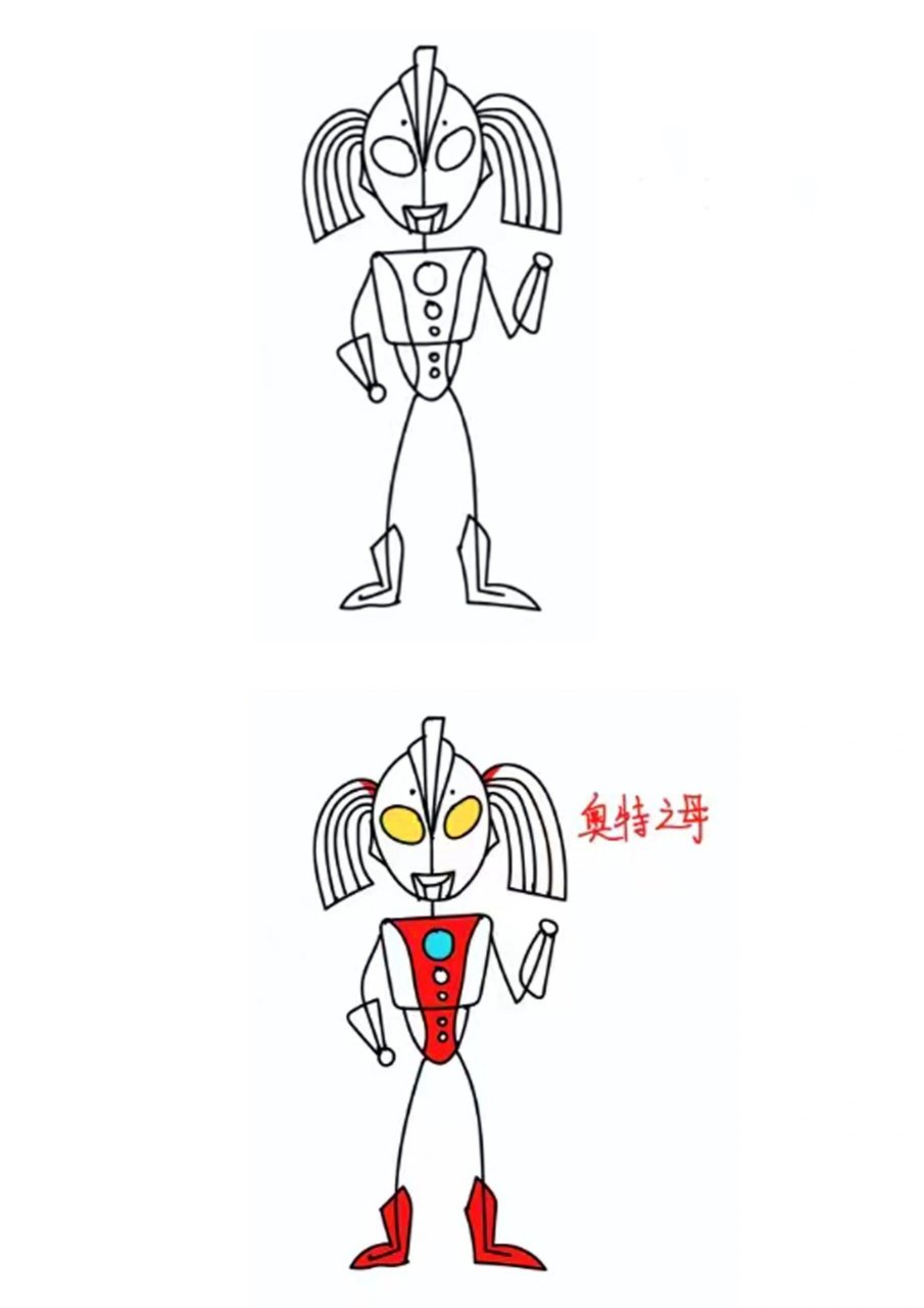 火柴人奥特曼创意儿童画简笔画卡通漫画教程 杰克,盖亚,阿古茹,奥特之