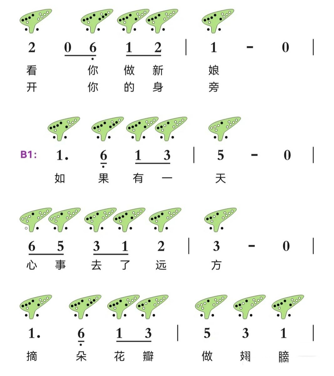 萱草花陶笛12孔简谱图片