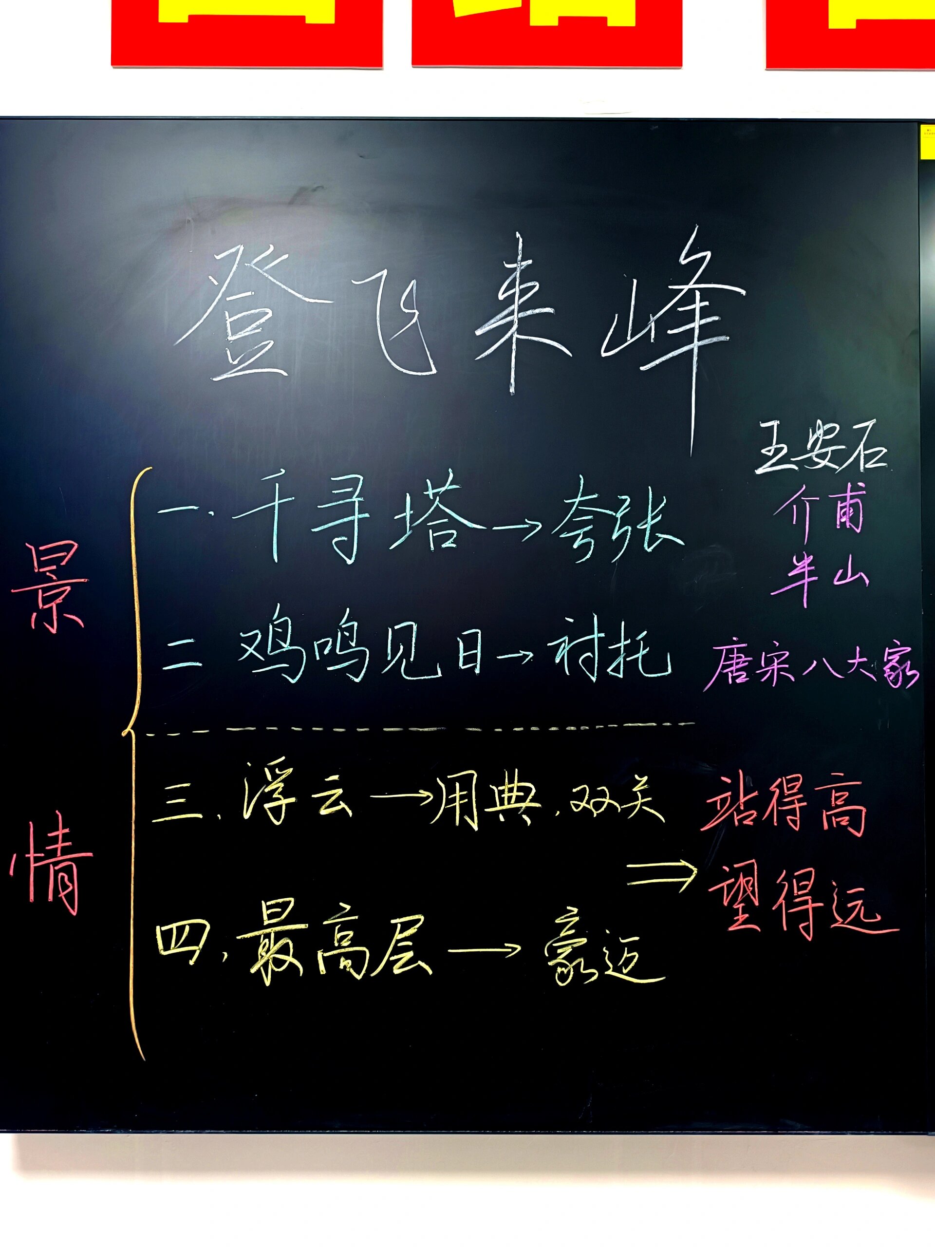 《登飞来峰》更新啦  应粉丝邀请,更新一下《登飞来峰》的板书设计.