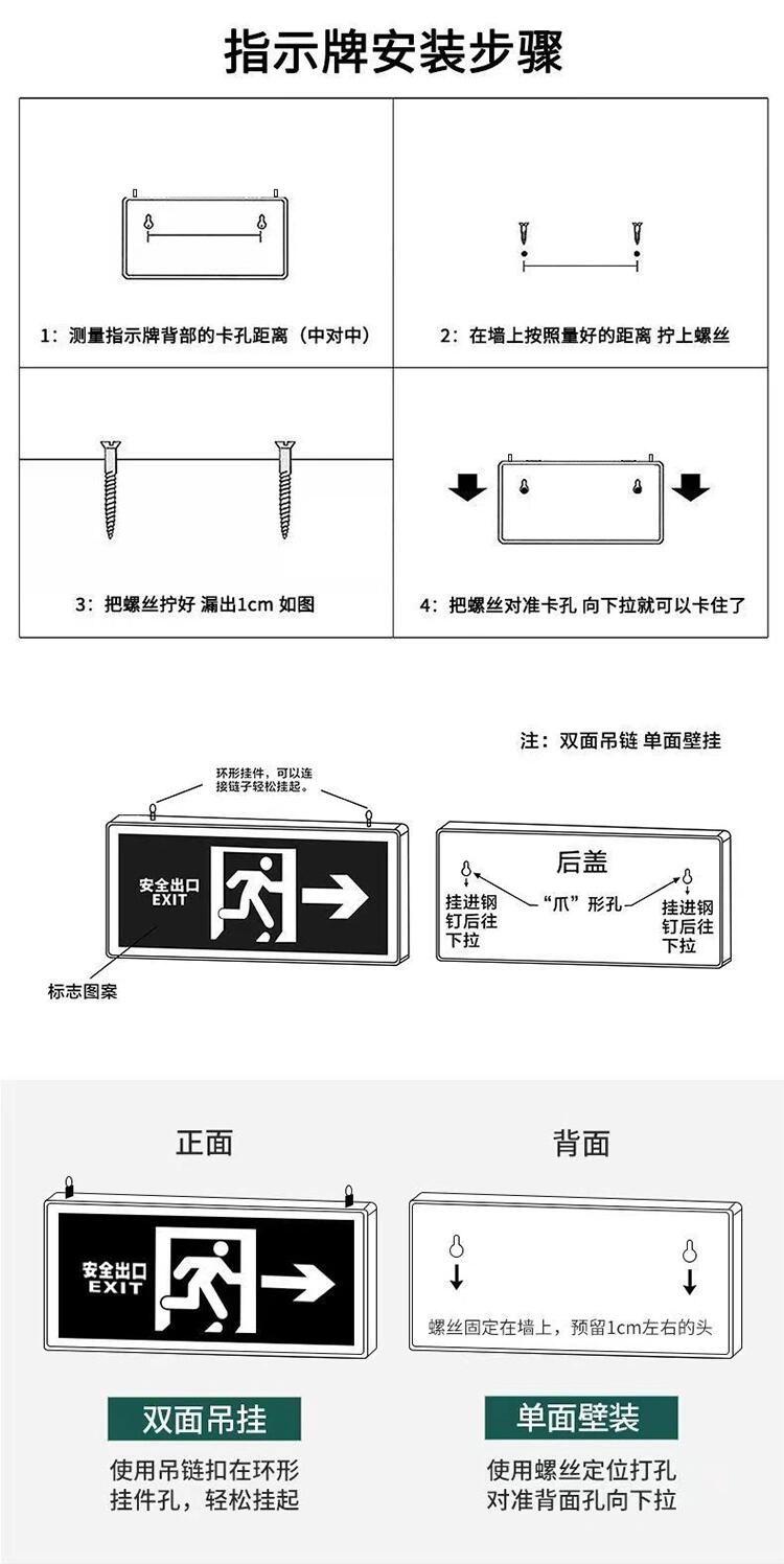 安全出口灯安装图图片