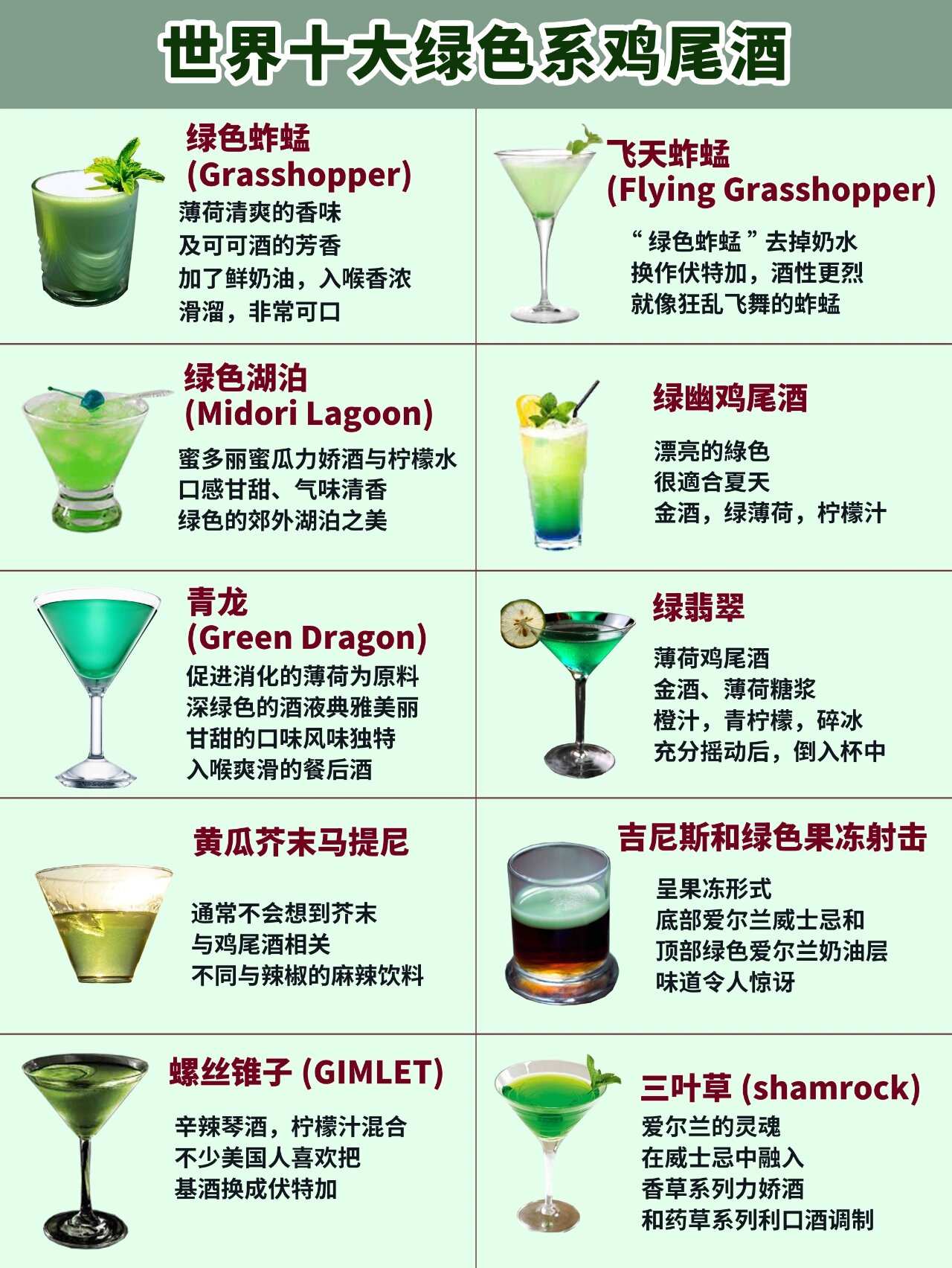 绿蚂蚱鸡尾酒图片