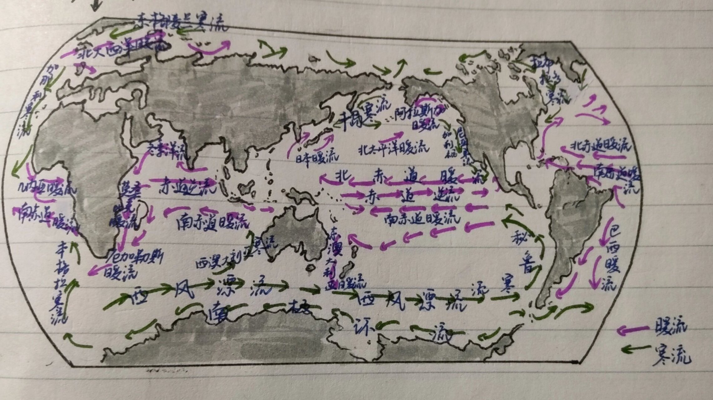 世界洋流手绘(步骤图)