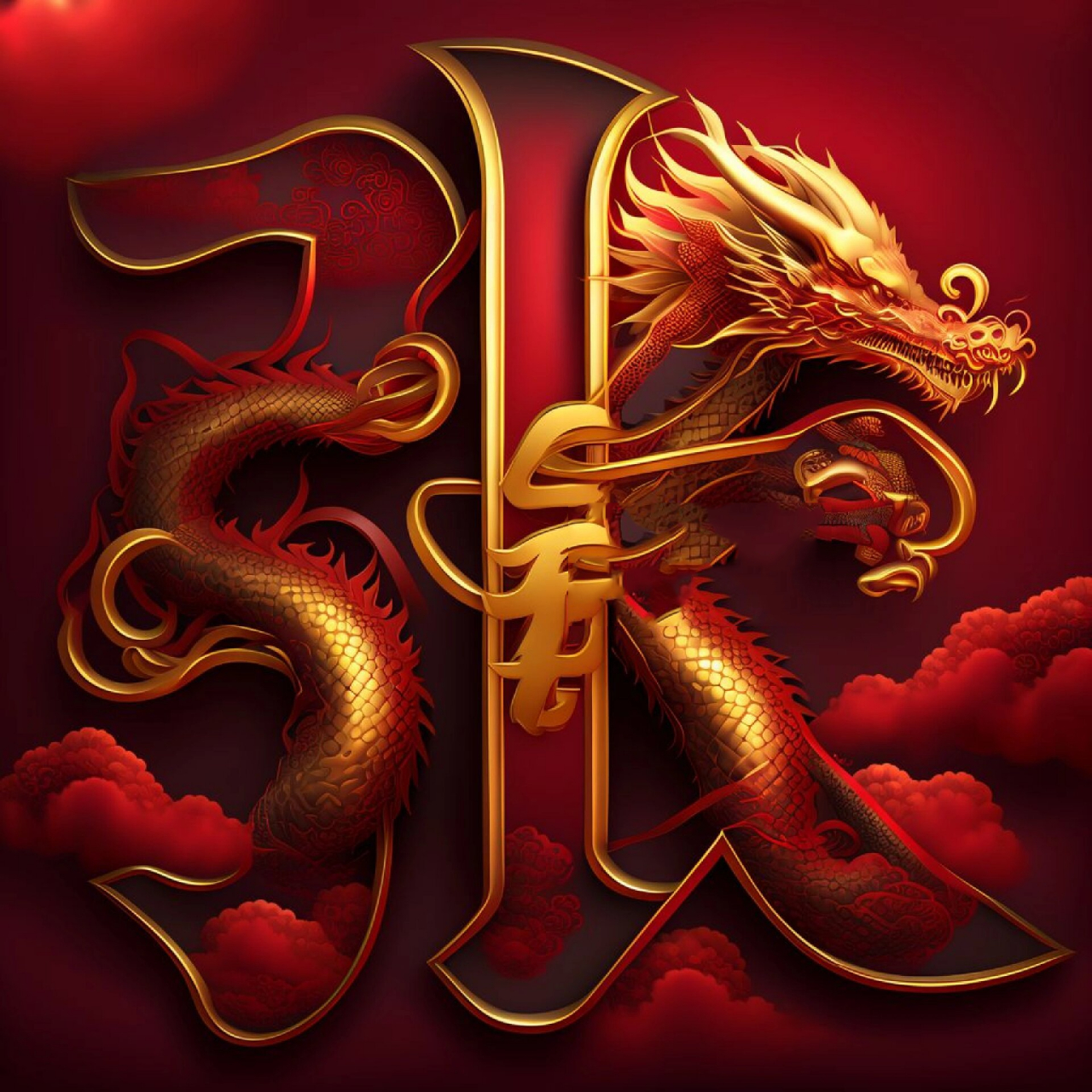 红龙图腾姓氏头像