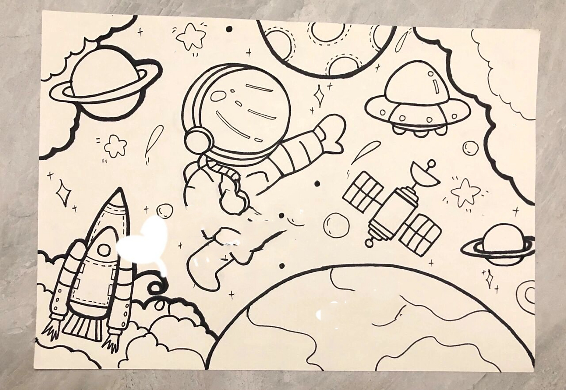 主题画:遨游太空,我的航空梦 你们要的上色版来啦!