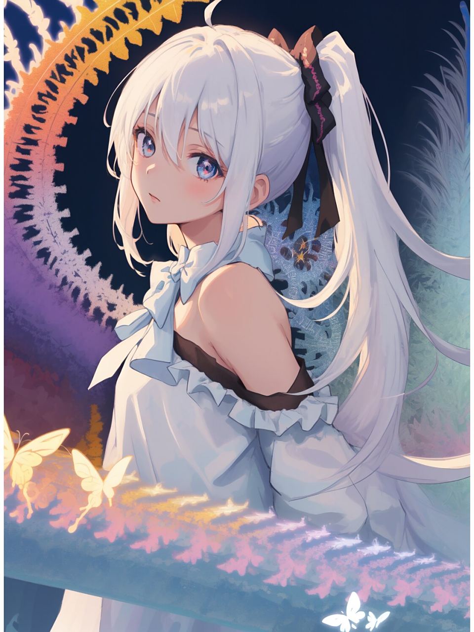 二次元白发少女 她的白发如同雪花飘落. 预祝高考的学弟学妹一切顺利.