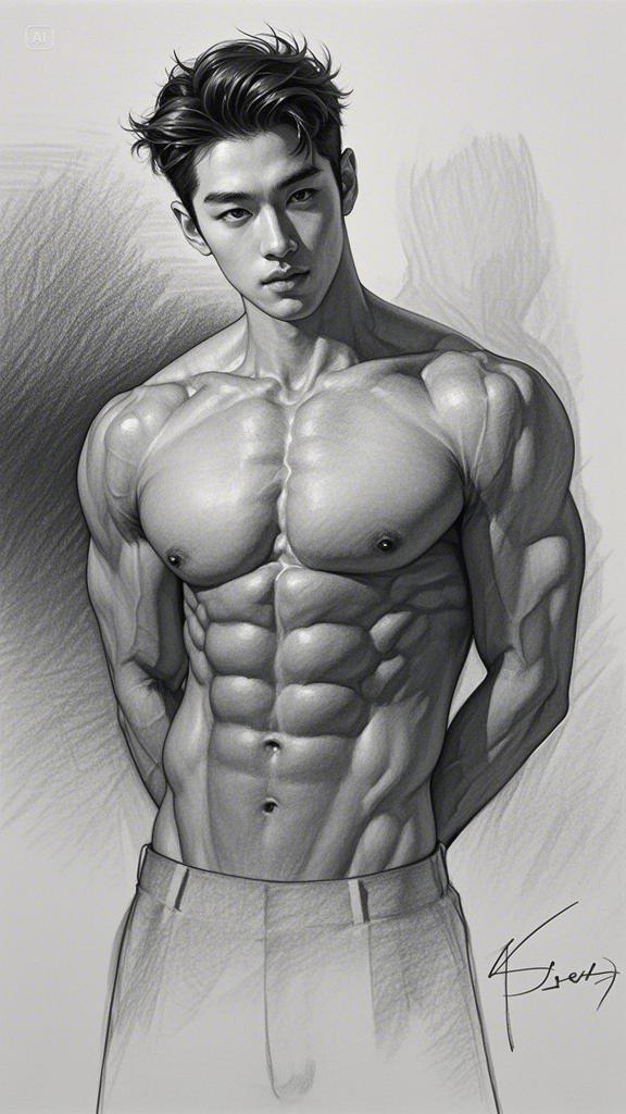 肌肉猛男帅哥壁纸集锦 铅笔素描中的帅哥肌肉反差 美出高级感 氛围感