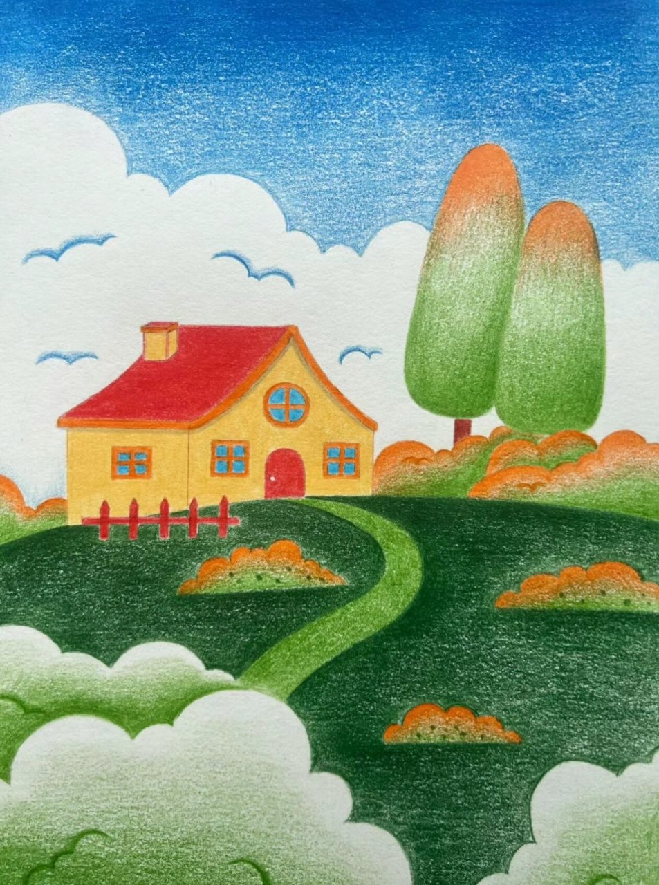 小房子92彩铅简笔画 临摹