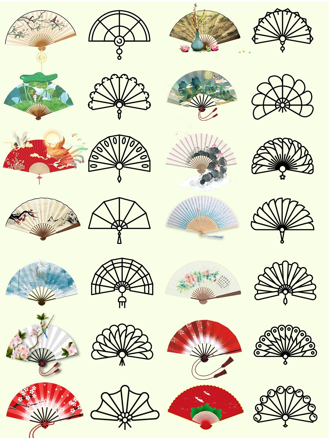 古韵古风扇子折扇插画分享