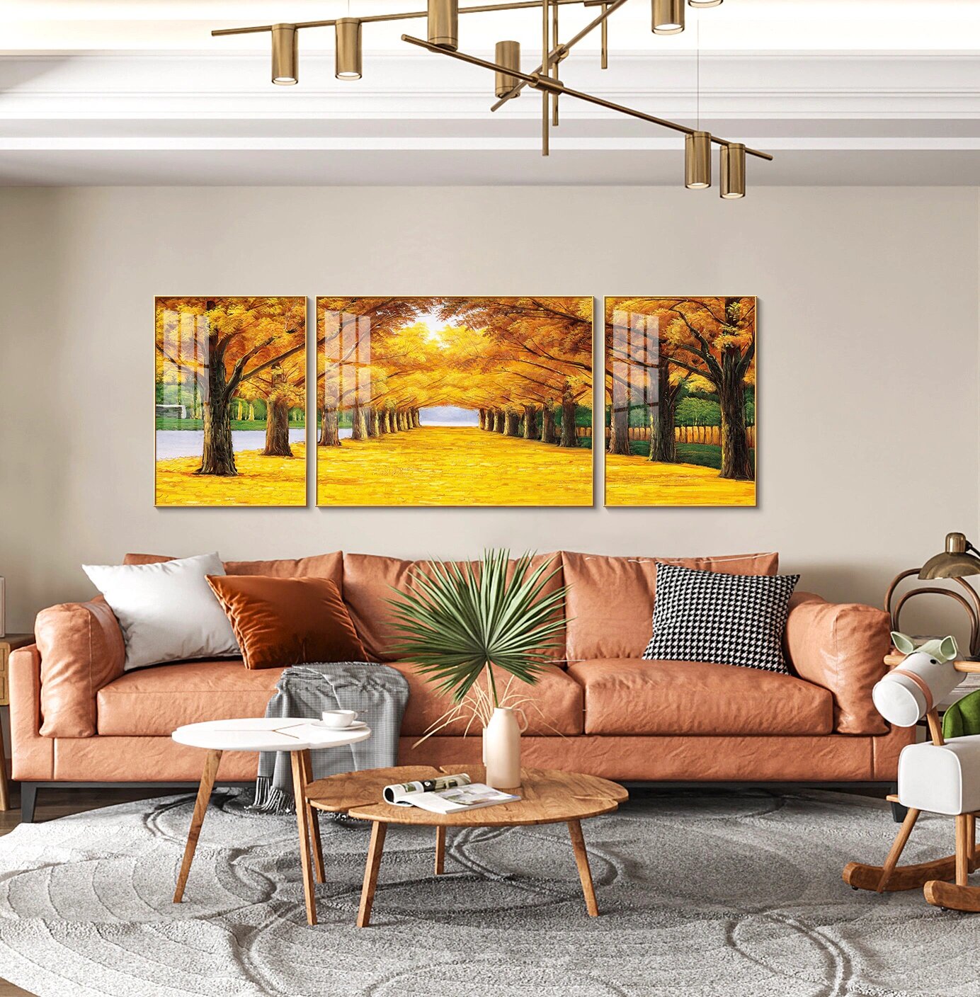 黄金大道新中式挂画黄金满地壁画 《黄金大道》 巍峨的黄金树,徜徉在