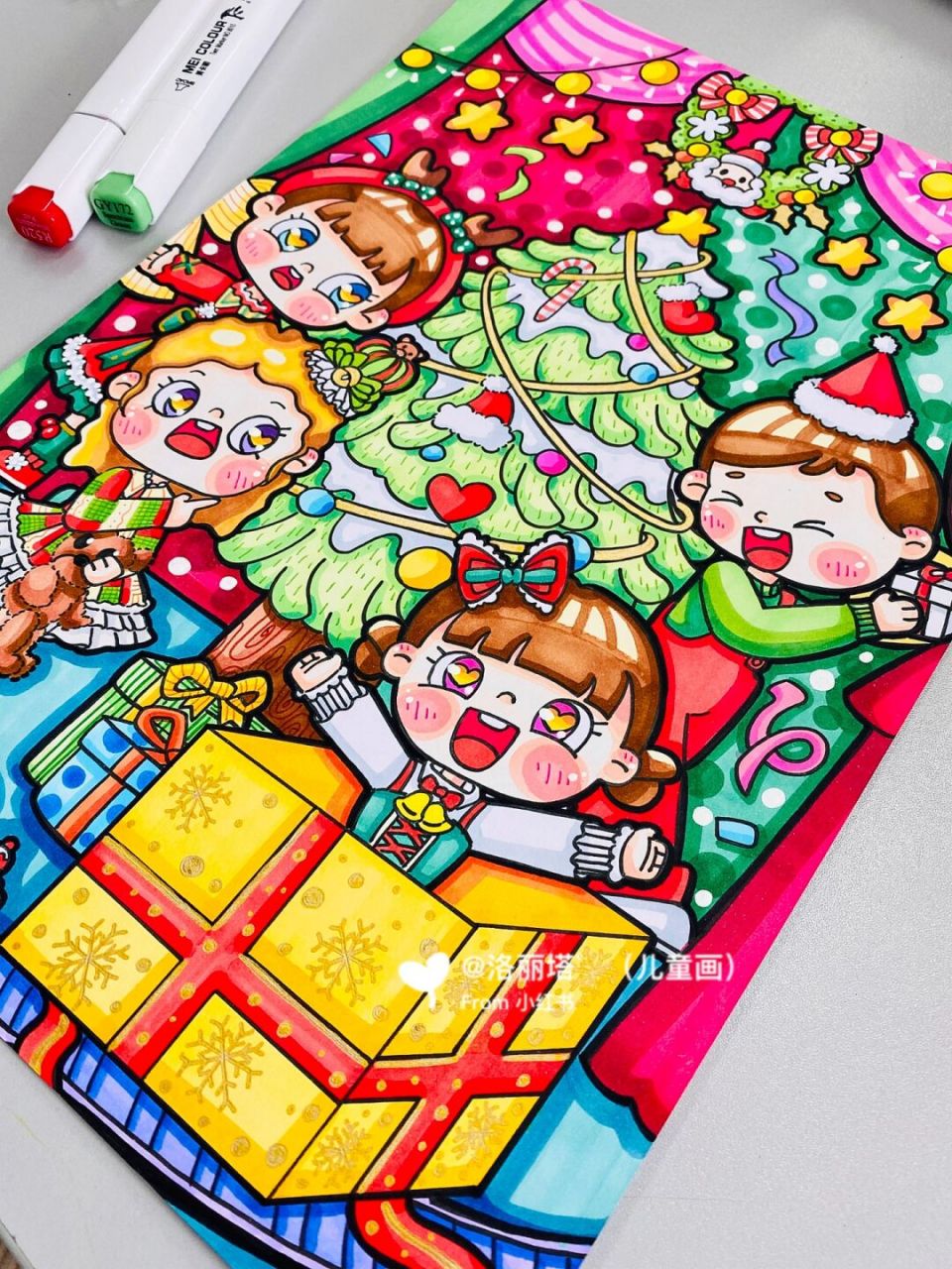原创幼教考编主题画 节日主题《圣诞节》 来一幅圣诞节的主题画,提前