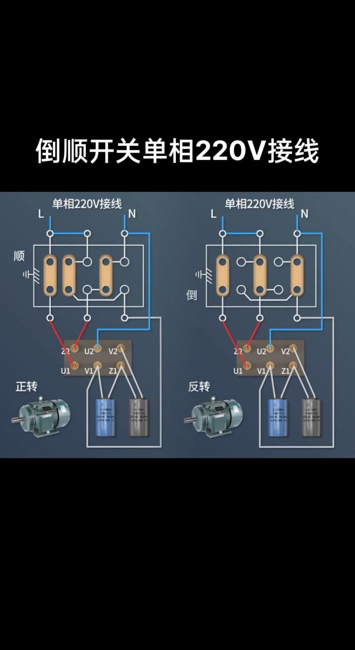 倒顺开关380v  220v接线方法