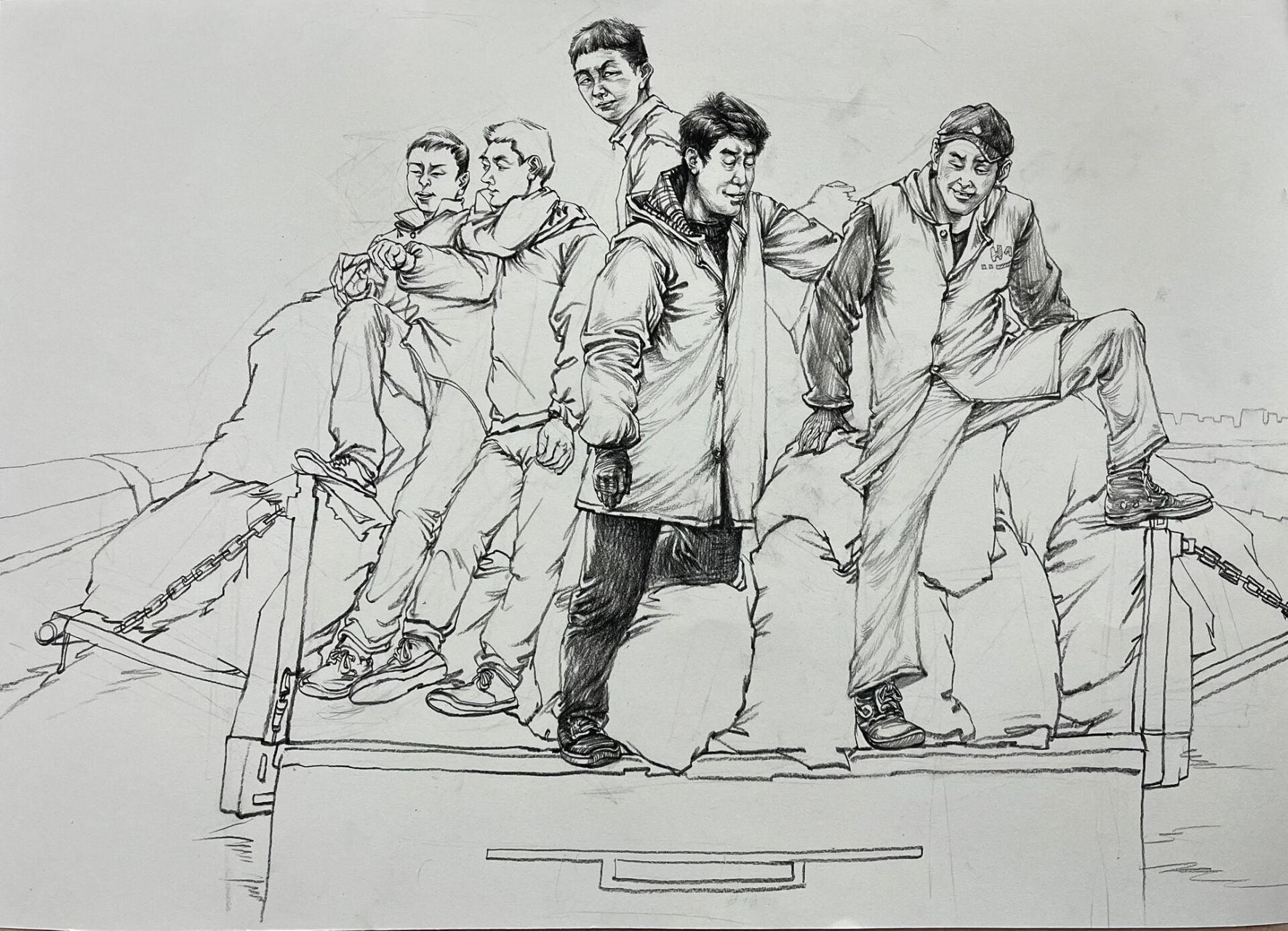 速写命题创作《丰收的一天》,右滑有步骤