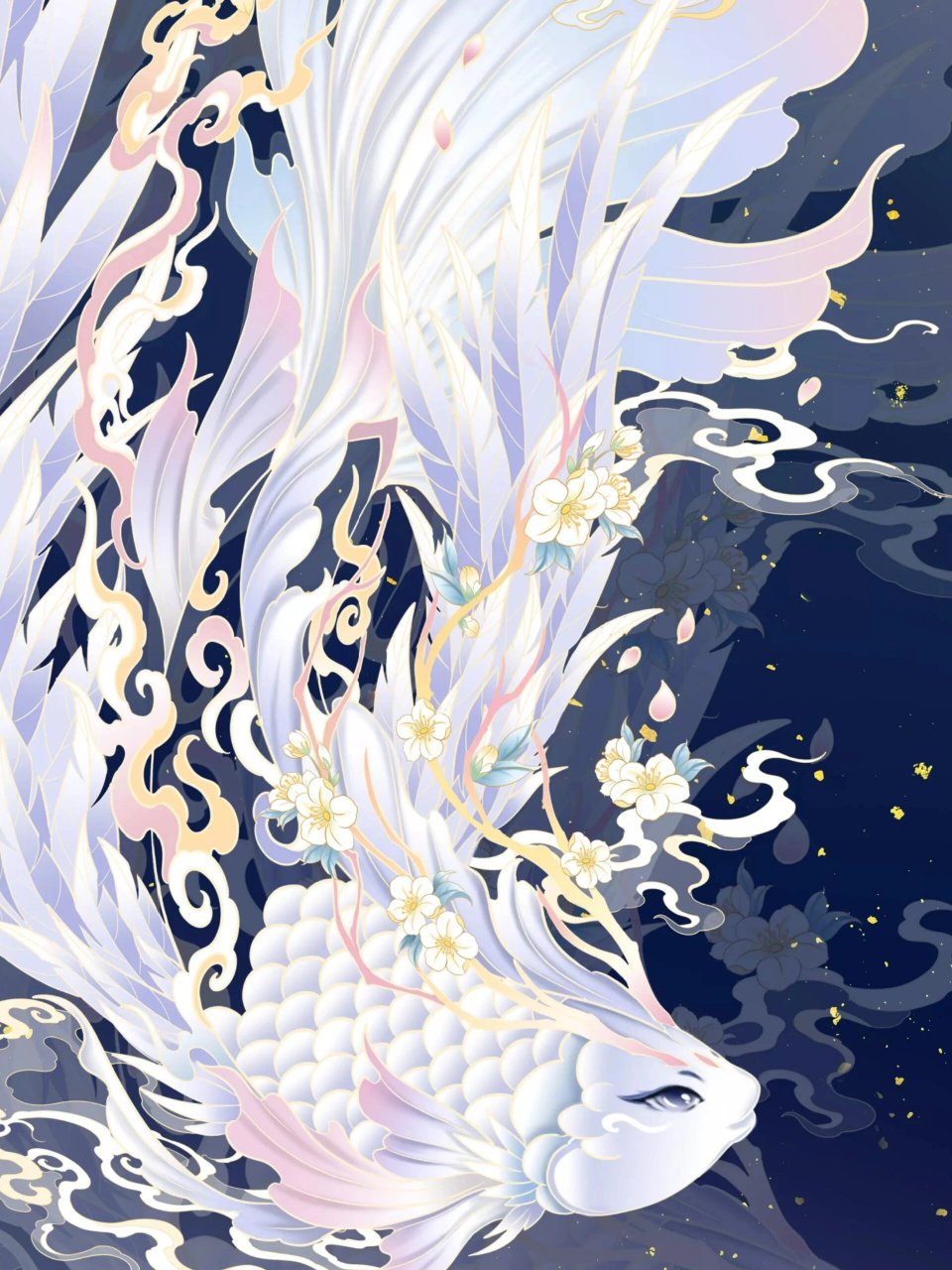 原创插画 | 山海经 文鳐鱼 世有一鱼,游于东海,夜以飞.称文鳐.