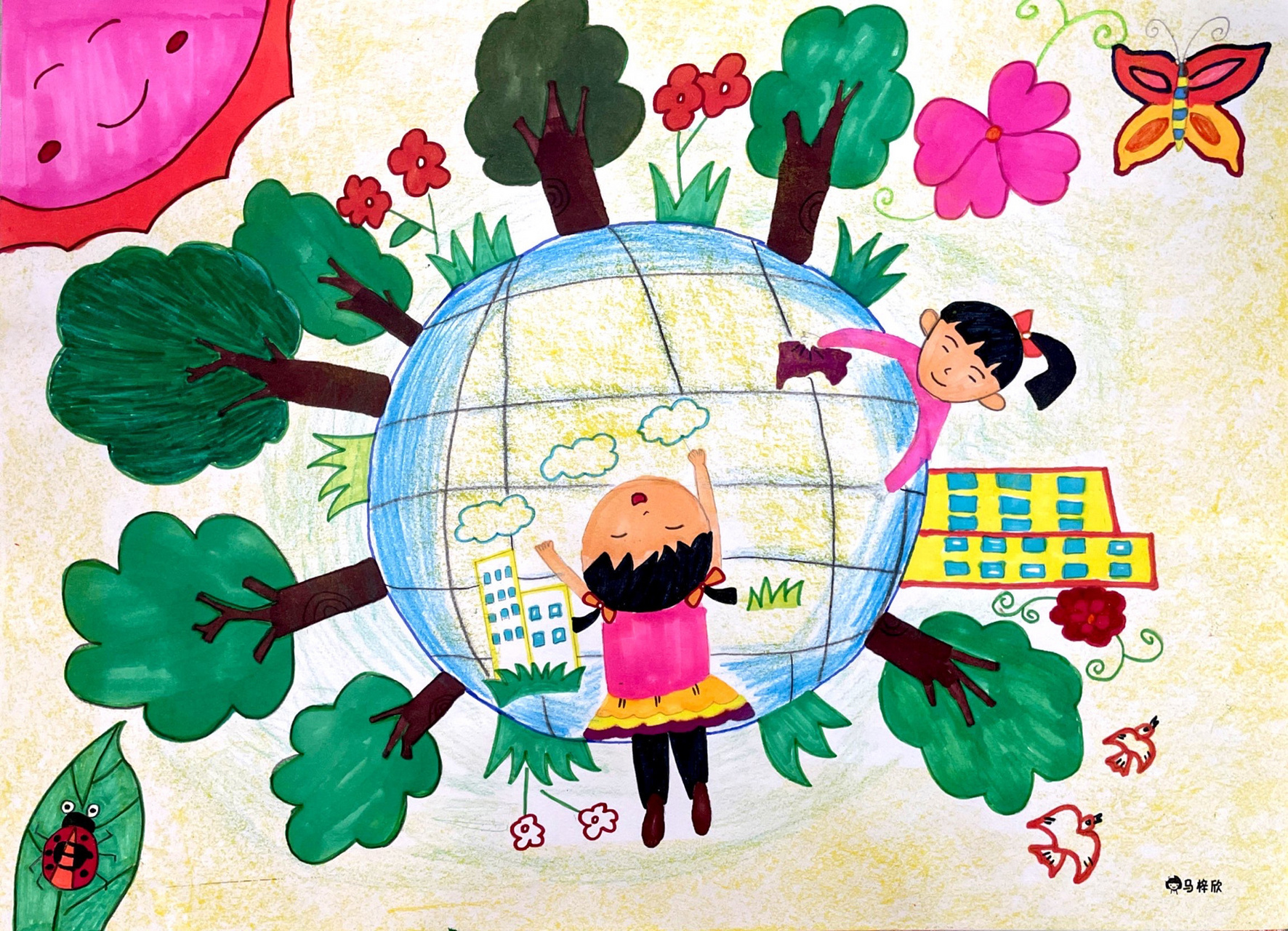 幼儿园低碳环保 儿童画 简笔画