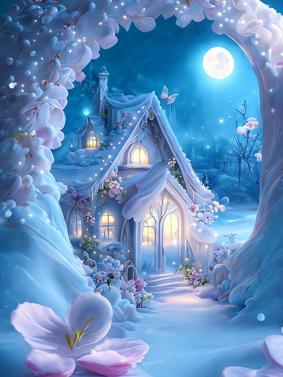 梦幻雪景‖童话般的浅蓝色雪屋