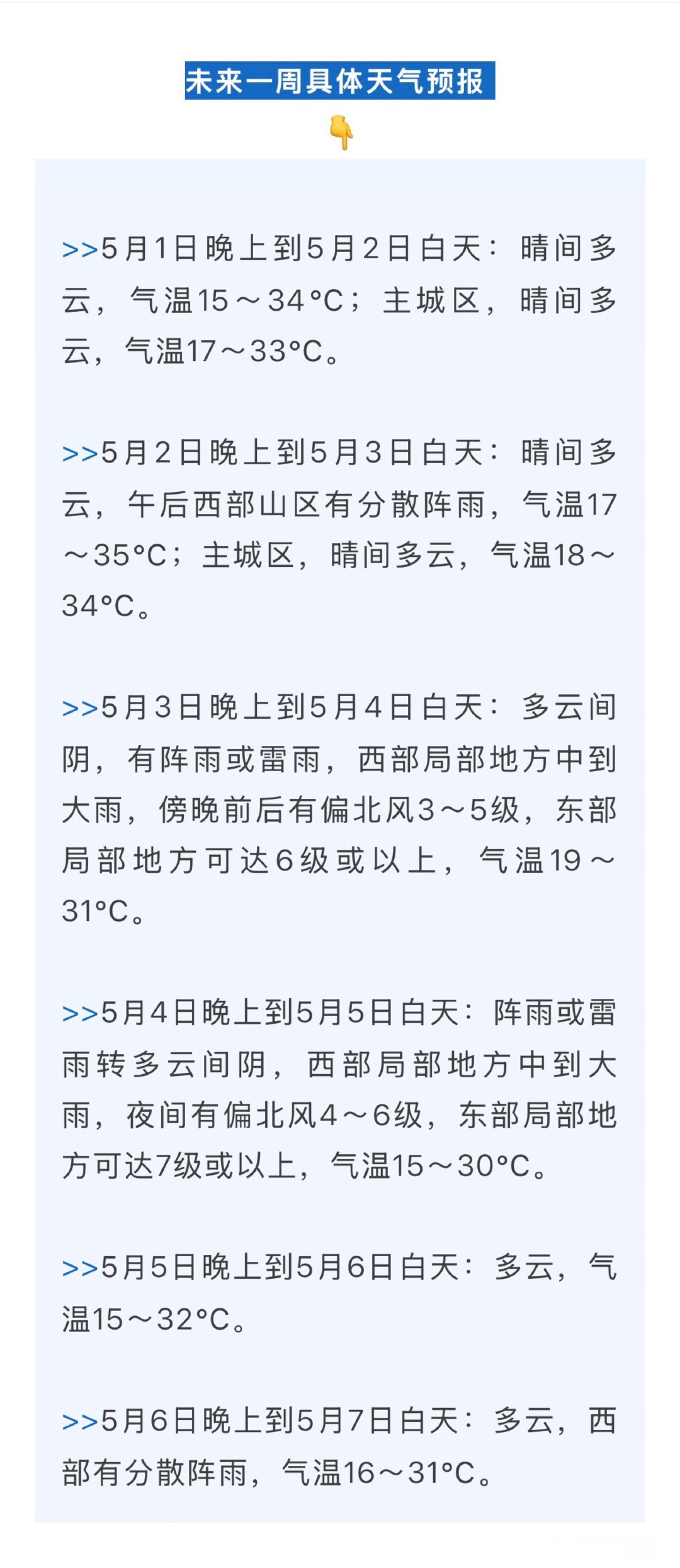 五一天气情况