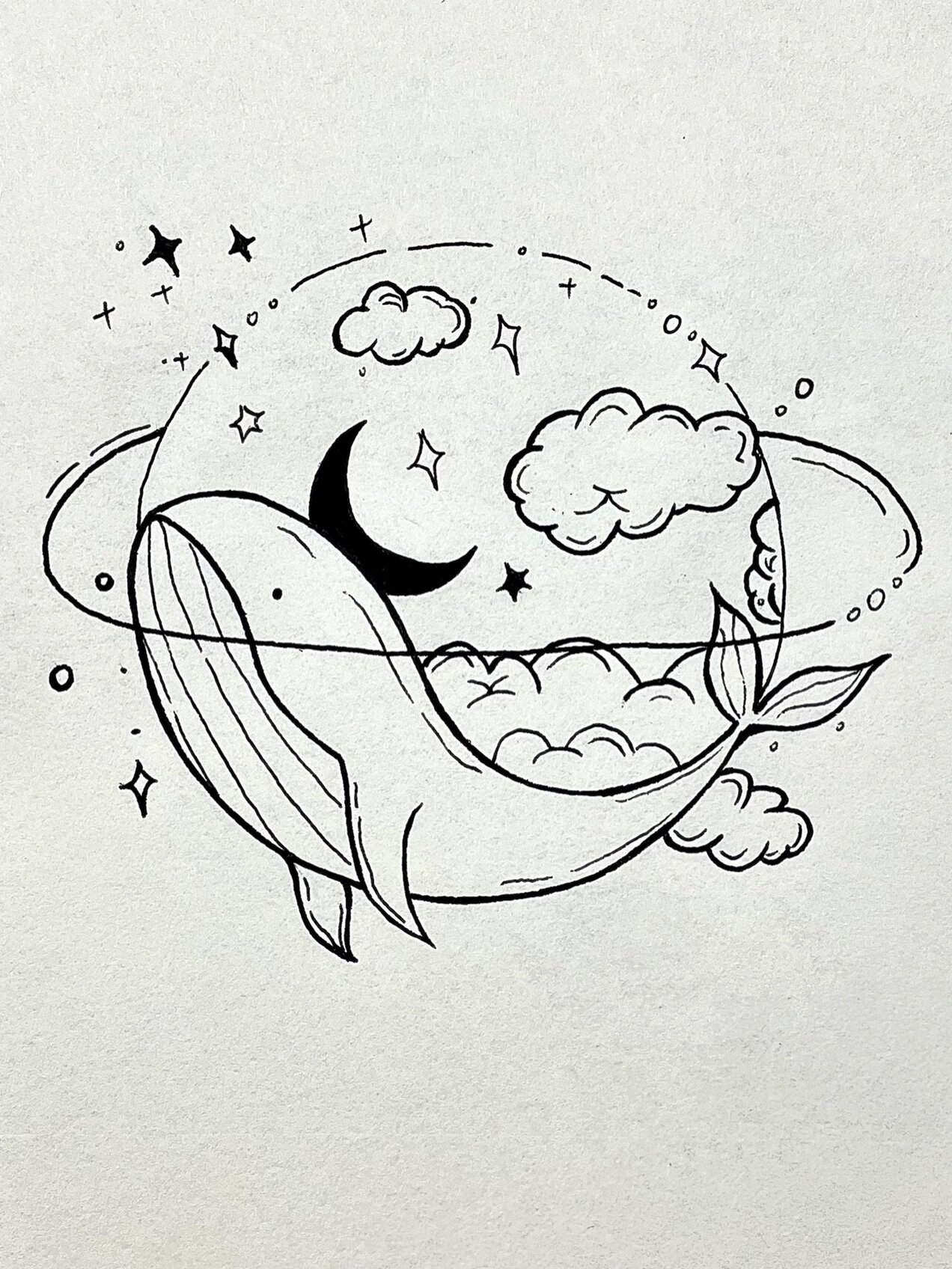 黑白简笔画🐳