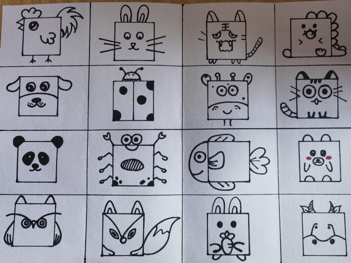 幼儿简笔正方形添画动物