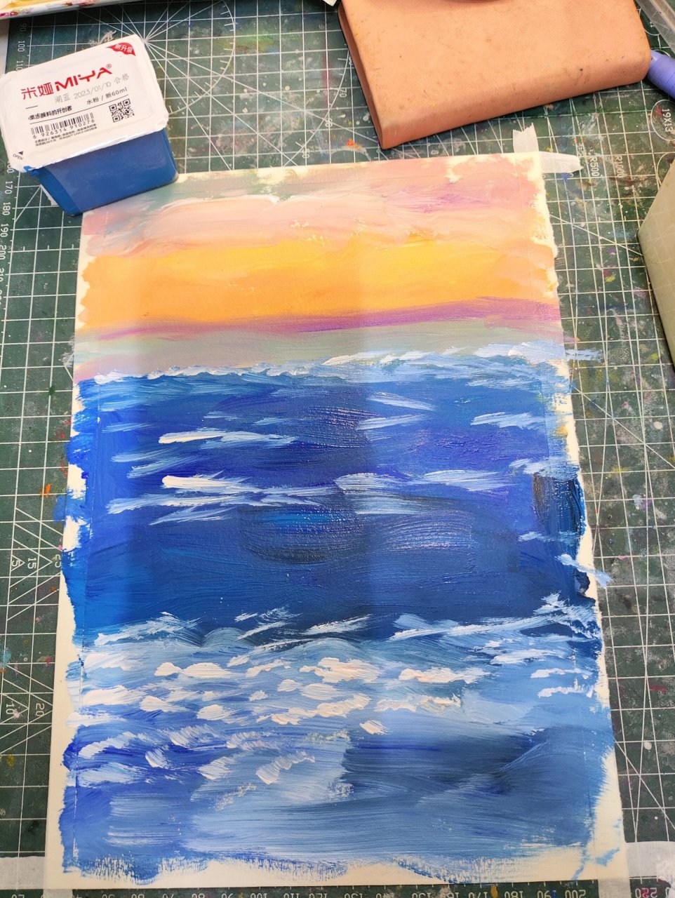 水粉|画风景 画材:米娅果冻水粉颜料 纸张:素描纸. 作品为临摹作品