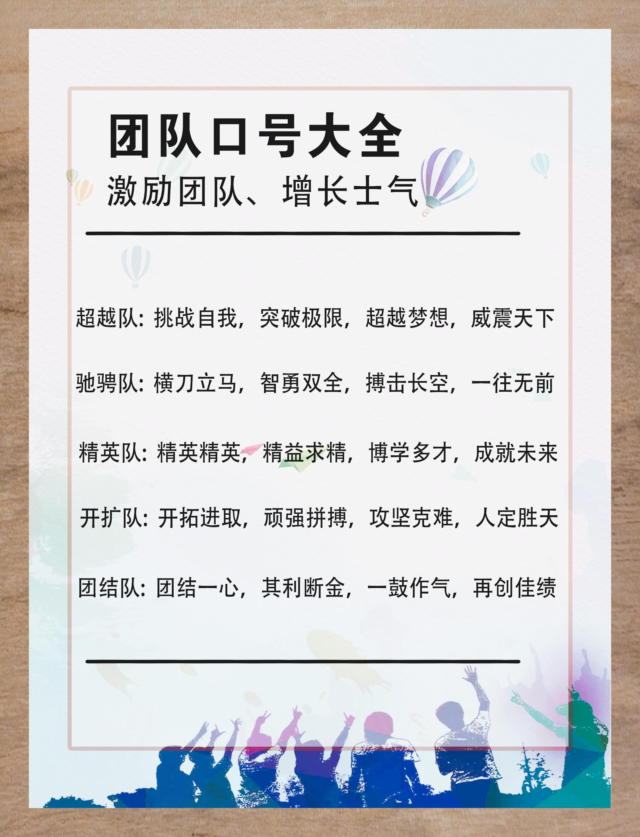团队口号精选激昂队名振士气