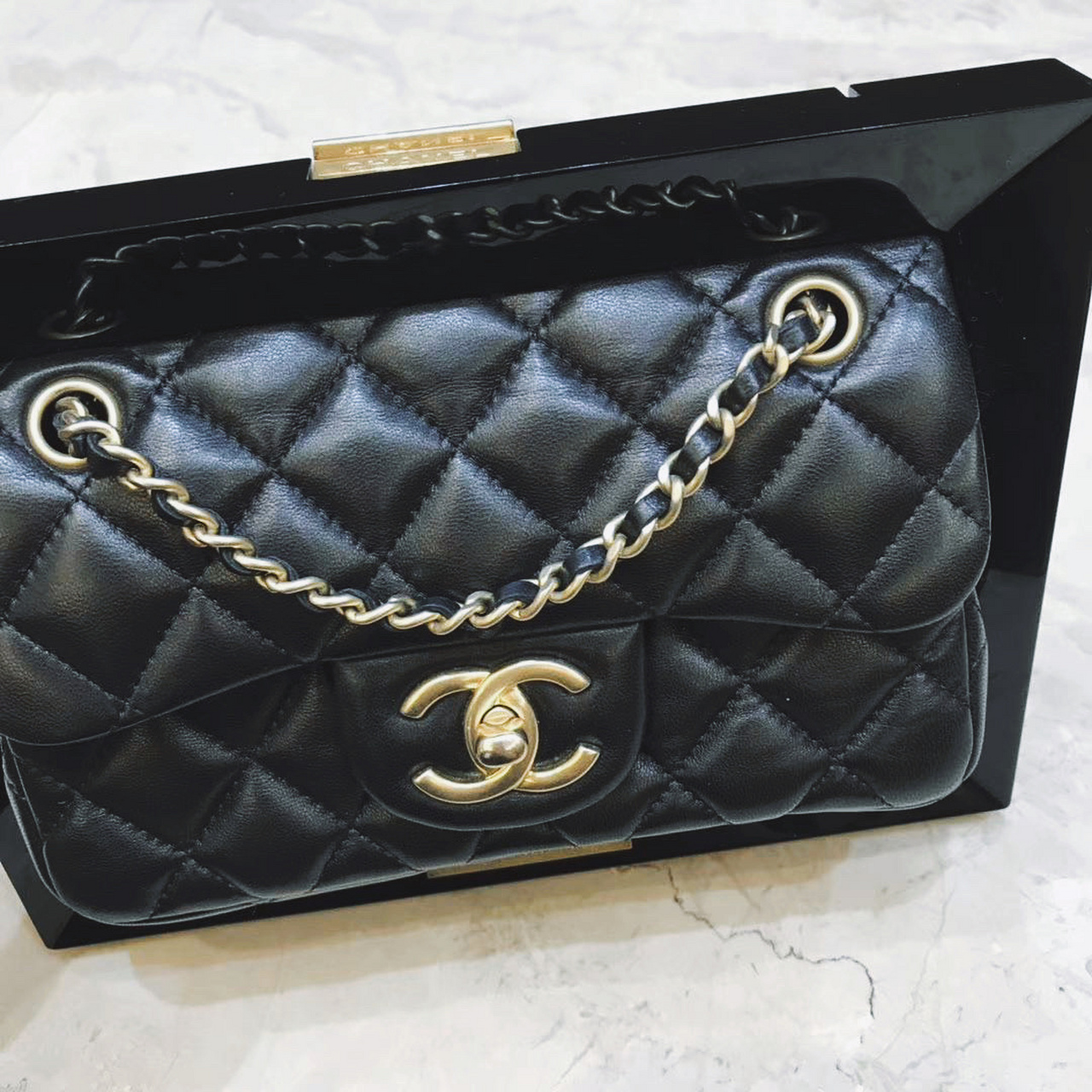 很好看的包包 chanel秀款盒子链条包 多用链条可手提 可单肩斜挎,内嵌