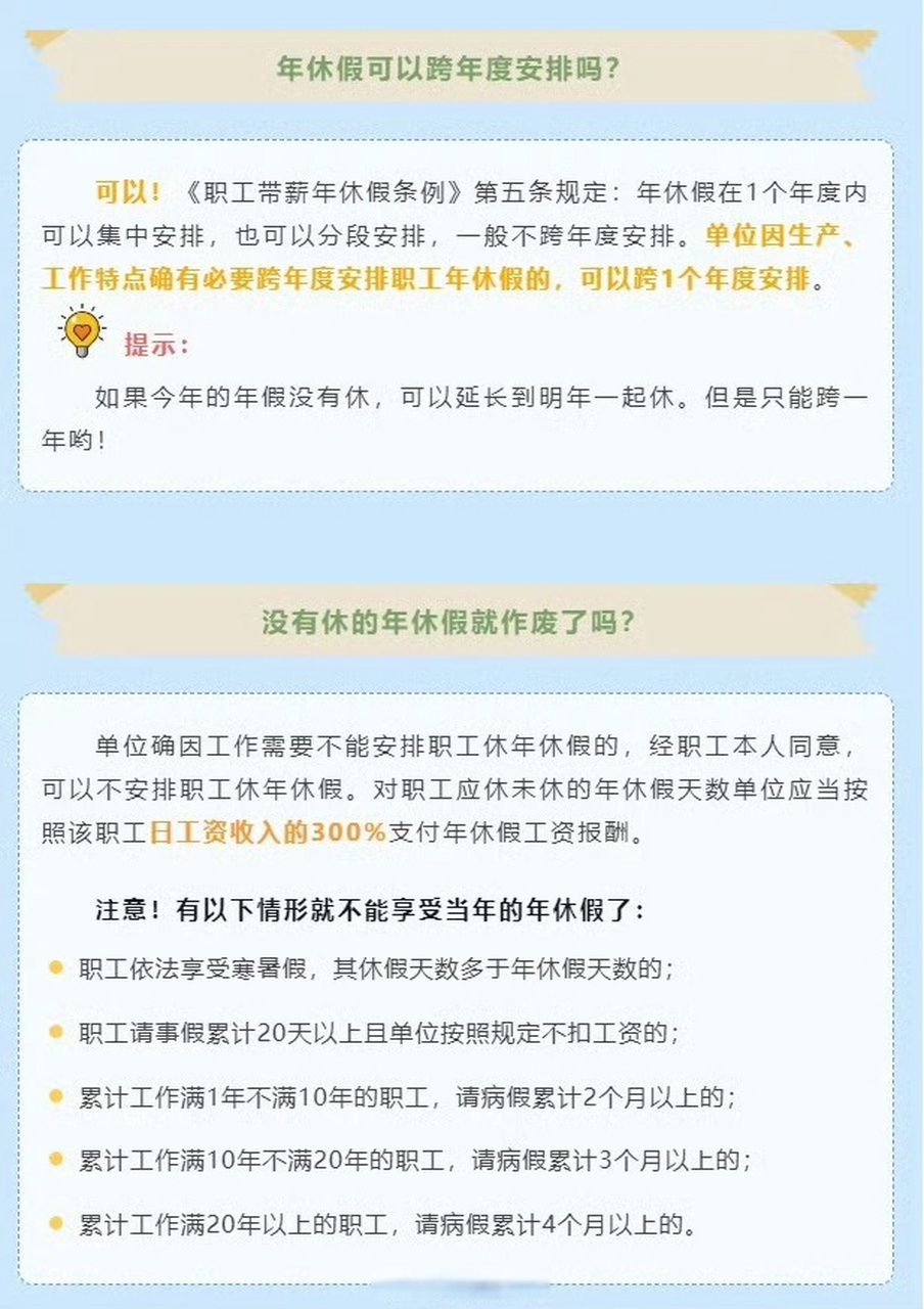 《职工带薪年休假条例》第五条规定:年休假在1个年度内可以集中安排