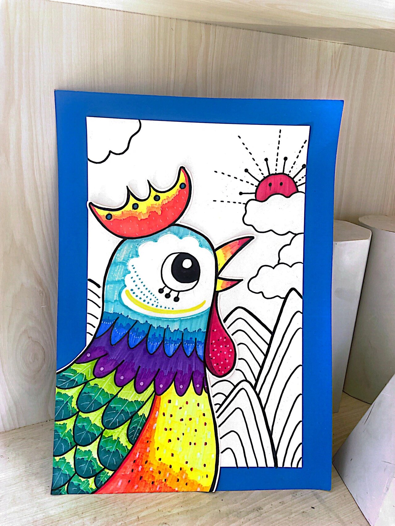 报晓的大公鸡儿童画美术课件手工创意