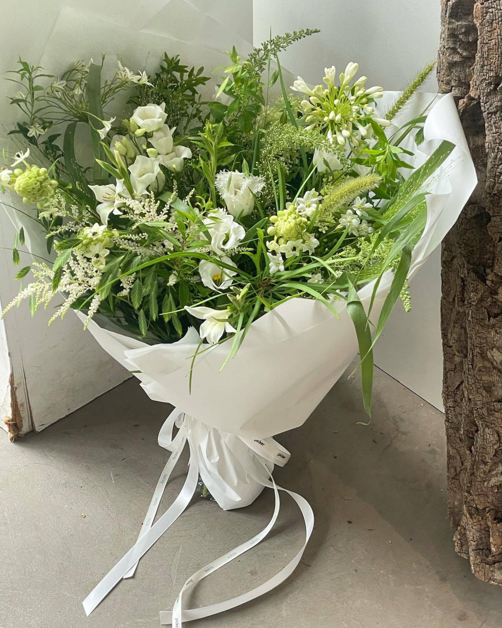 ins花艺分享|韩式自然风花束|白绿色系9190 from: picker.