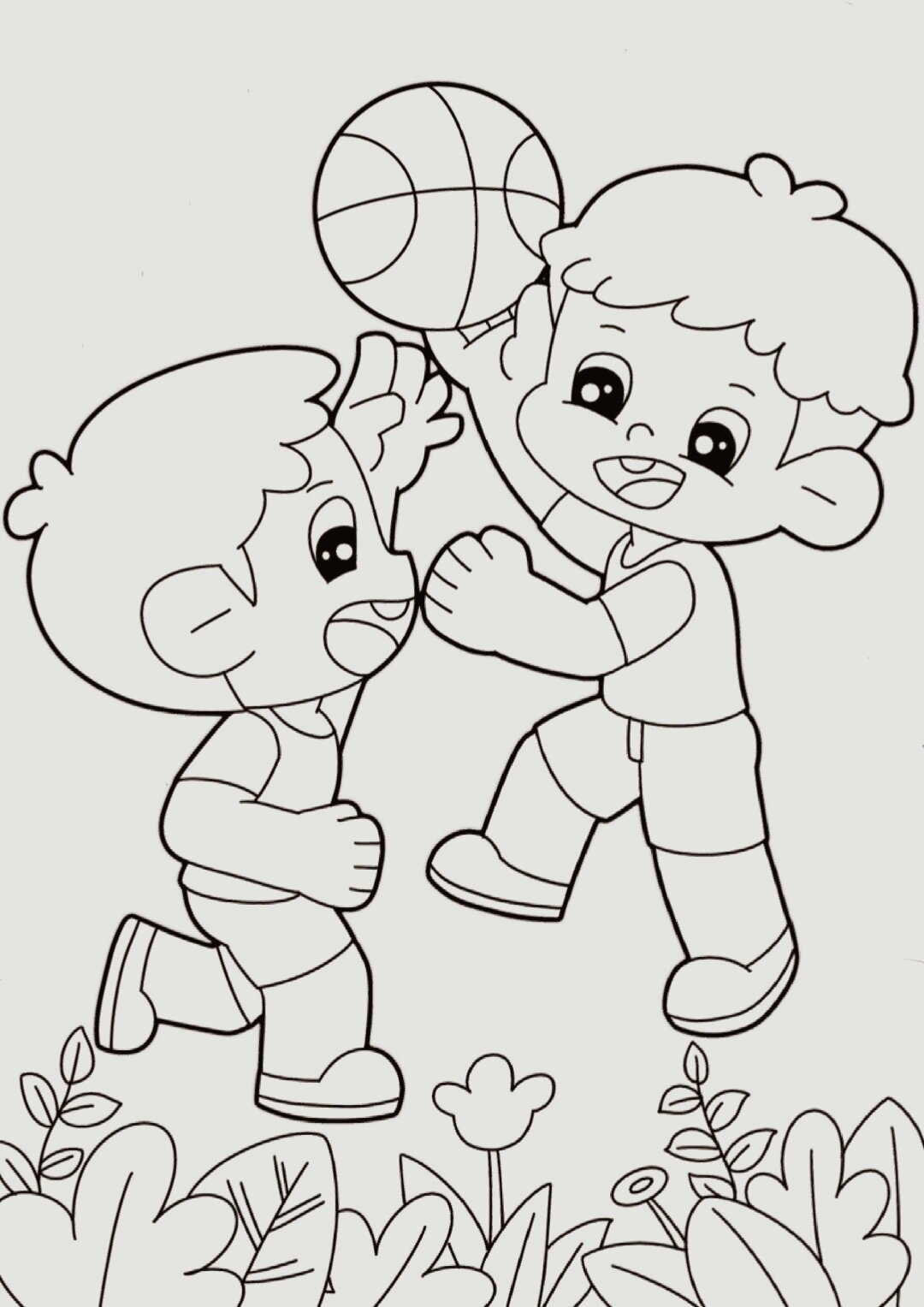 小孩打篮球怎么画简笔图片