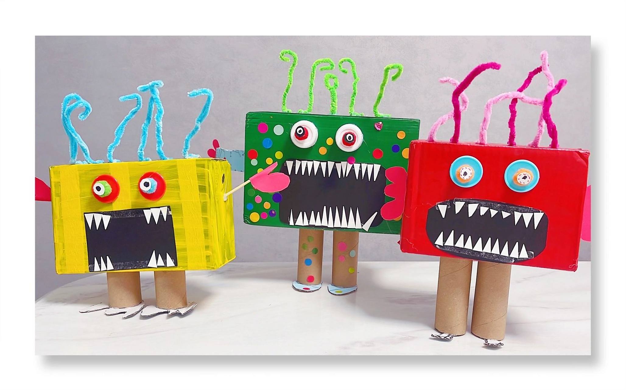 废旧材料手工—《纸箱变怪兽98》 #孩子们的创意手工制作《纸箱变