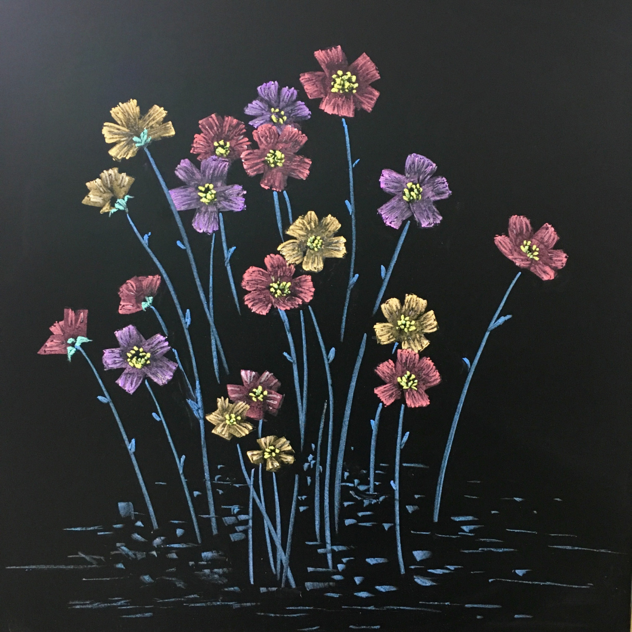 新手小白 粉笔画黑板报素材花朵练习-day67 附分解步骤|949894