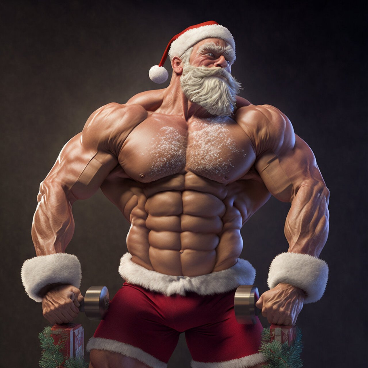 听说快过圣诞节了036990健美版圣诞老人 这一年圣诞老人隔离