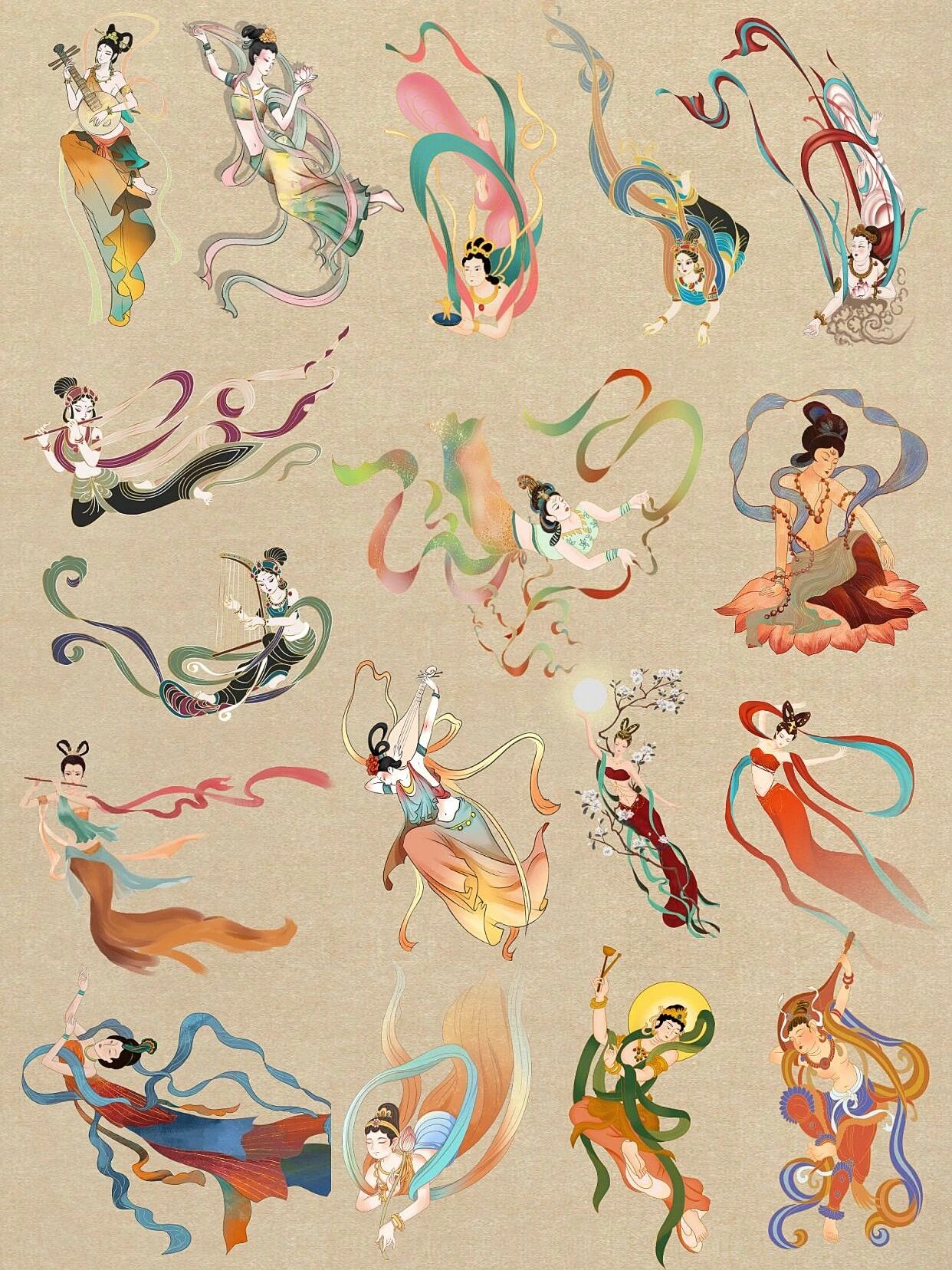 彩绘绚烂敦煌飞天仙女