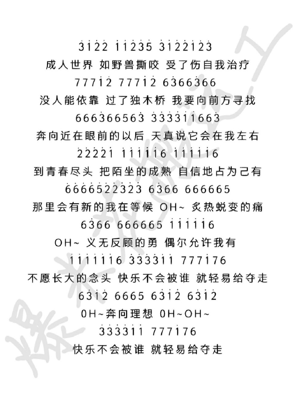 《理想之途》完整版简谱 时代少年团《理想之途》