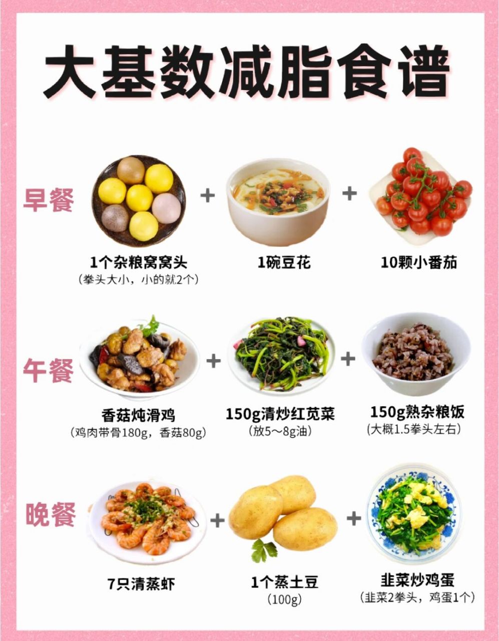 大基数减脂食谱97吃饱不饿7515适合120斤以上 大基数减脂食谱