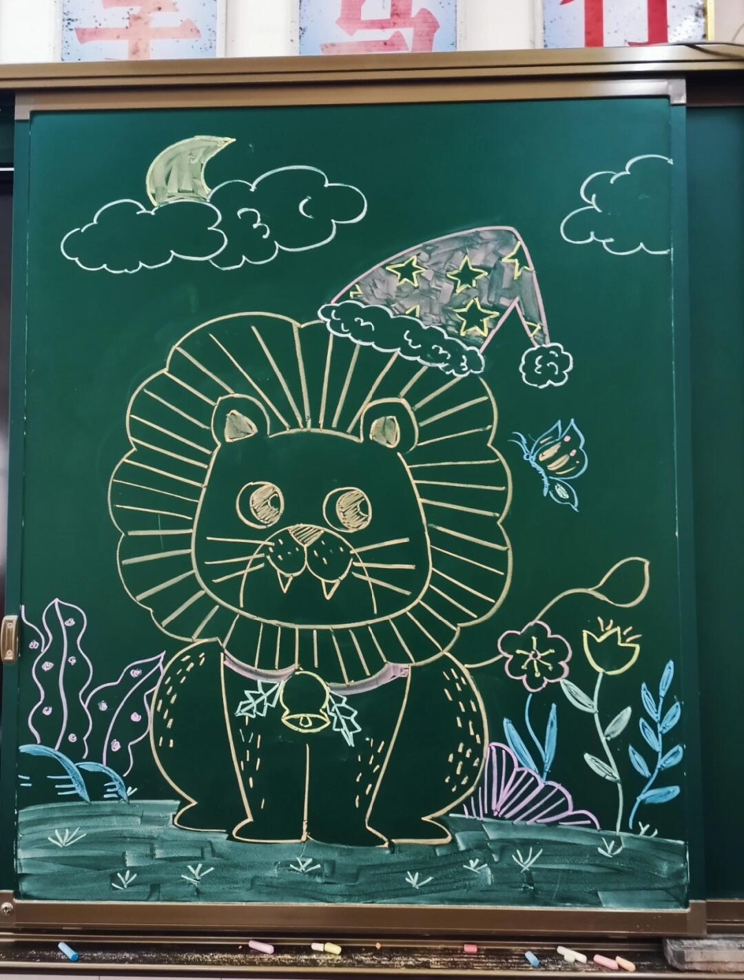 粉笔画——狮子