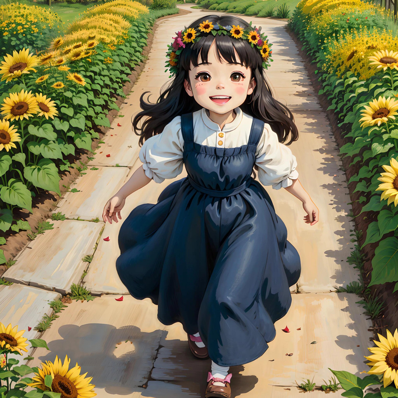 头戴花环的小姑娘