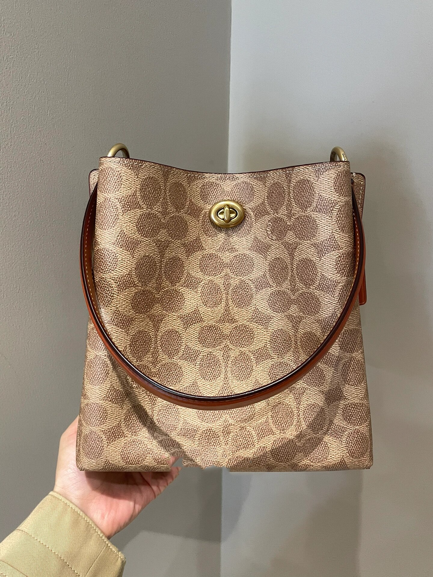 coach|charlie水桶包红棕色小号