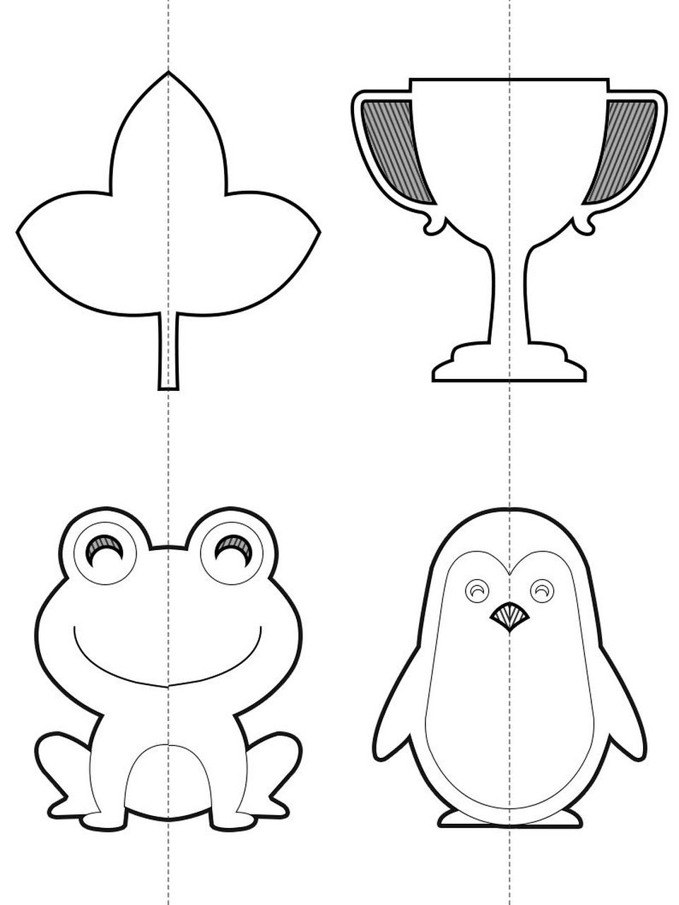 可打印对折剪纸 幼儿园剪纸 剪纸手工练习 a4纸大小打印一张对折四份